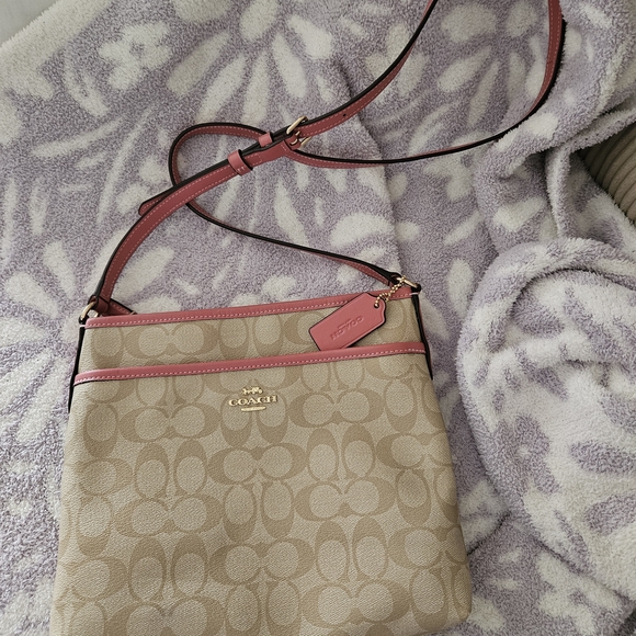 Coach Handbags - Coach Tan and Pink Crossbody Bag
